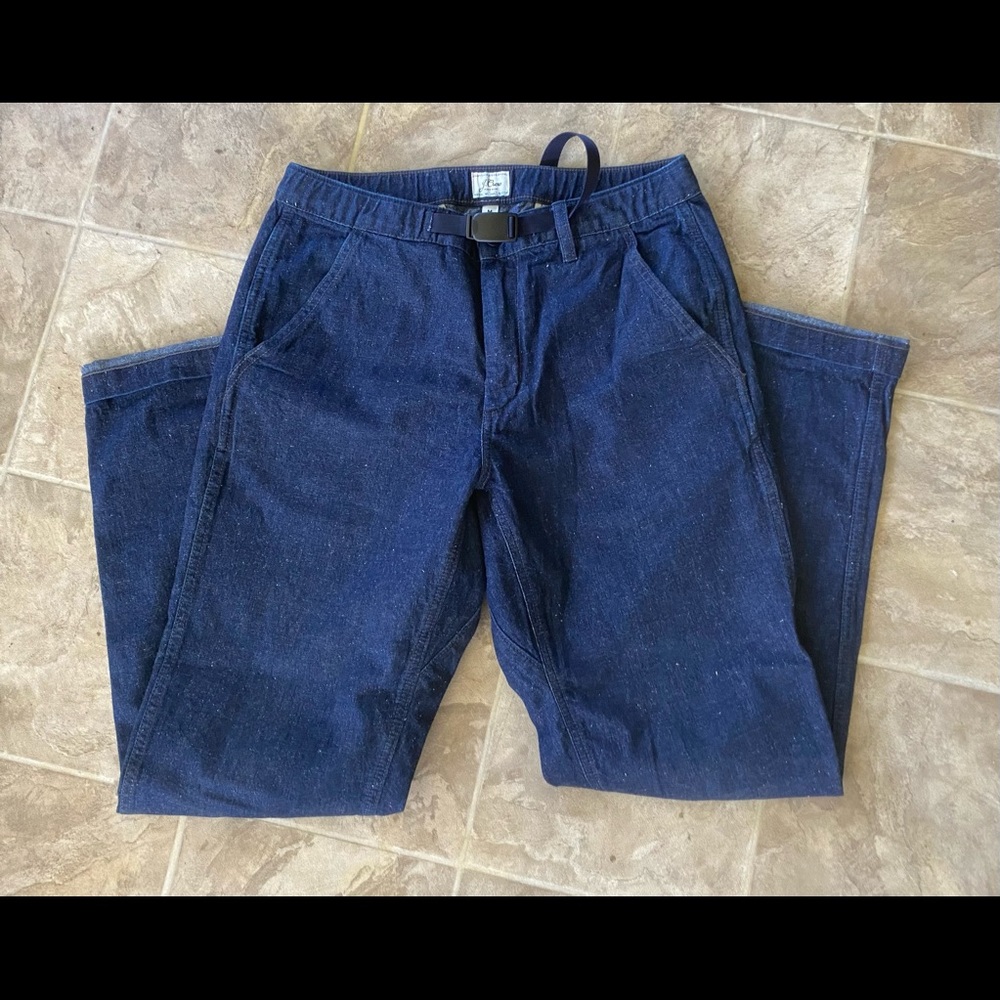 J Crew Japanese Nep Denim Belted Trousers